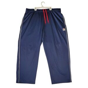 Fila Sport Mens Navy Blue Track Pants Red Drawstring Zipper Hem Joggers XL
